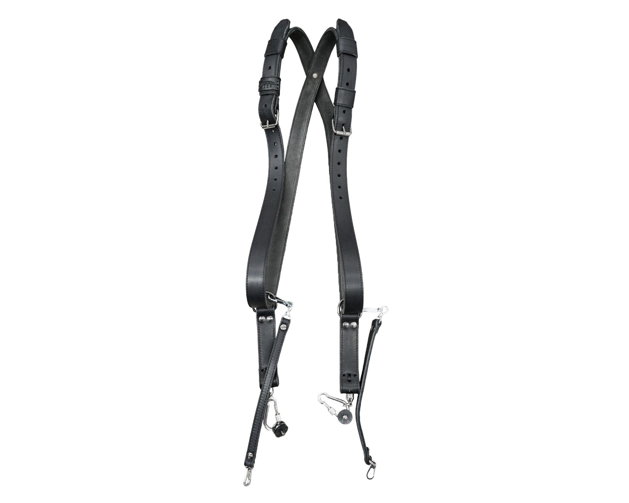 Tracolla doppia Pistolero Deluxe in vera pelle - nera