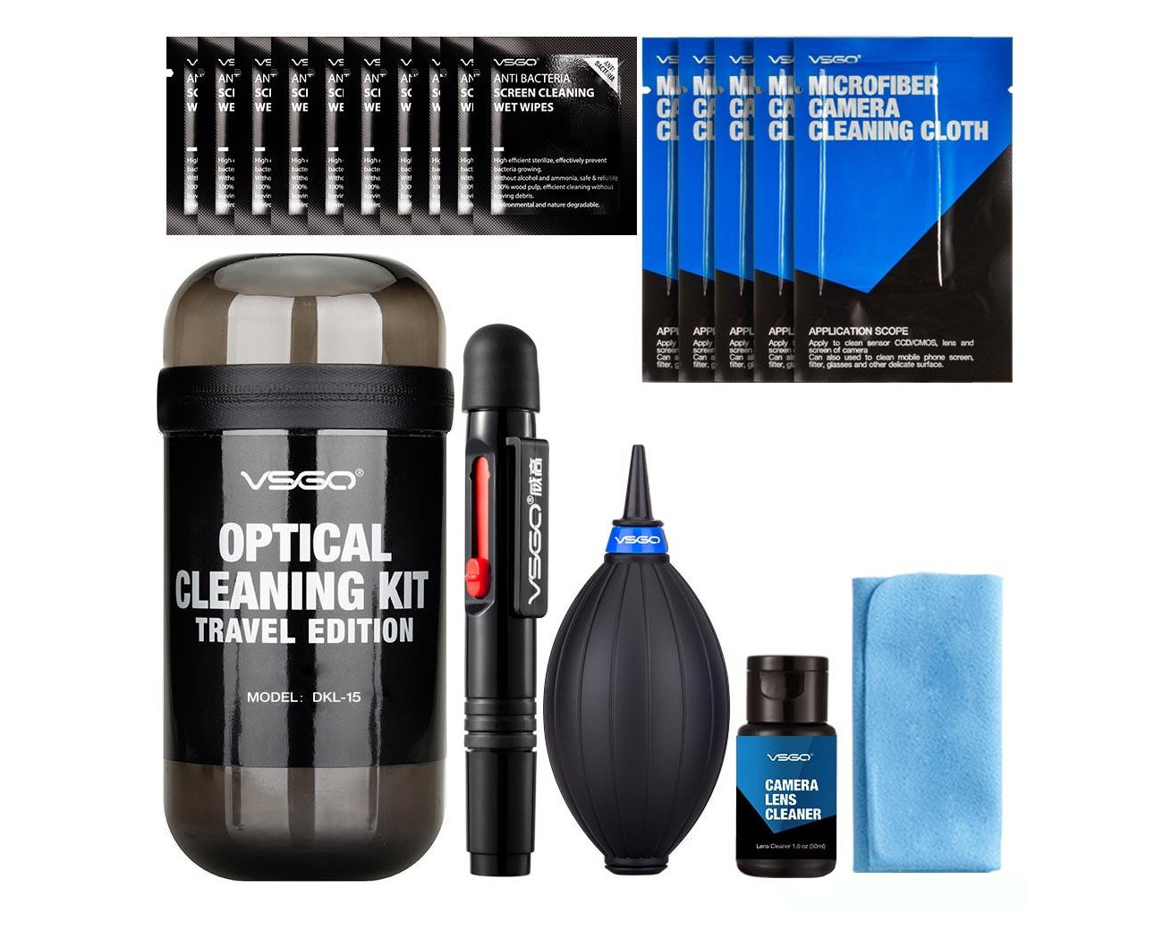 Kit pulizia lenti da viaggio grigio