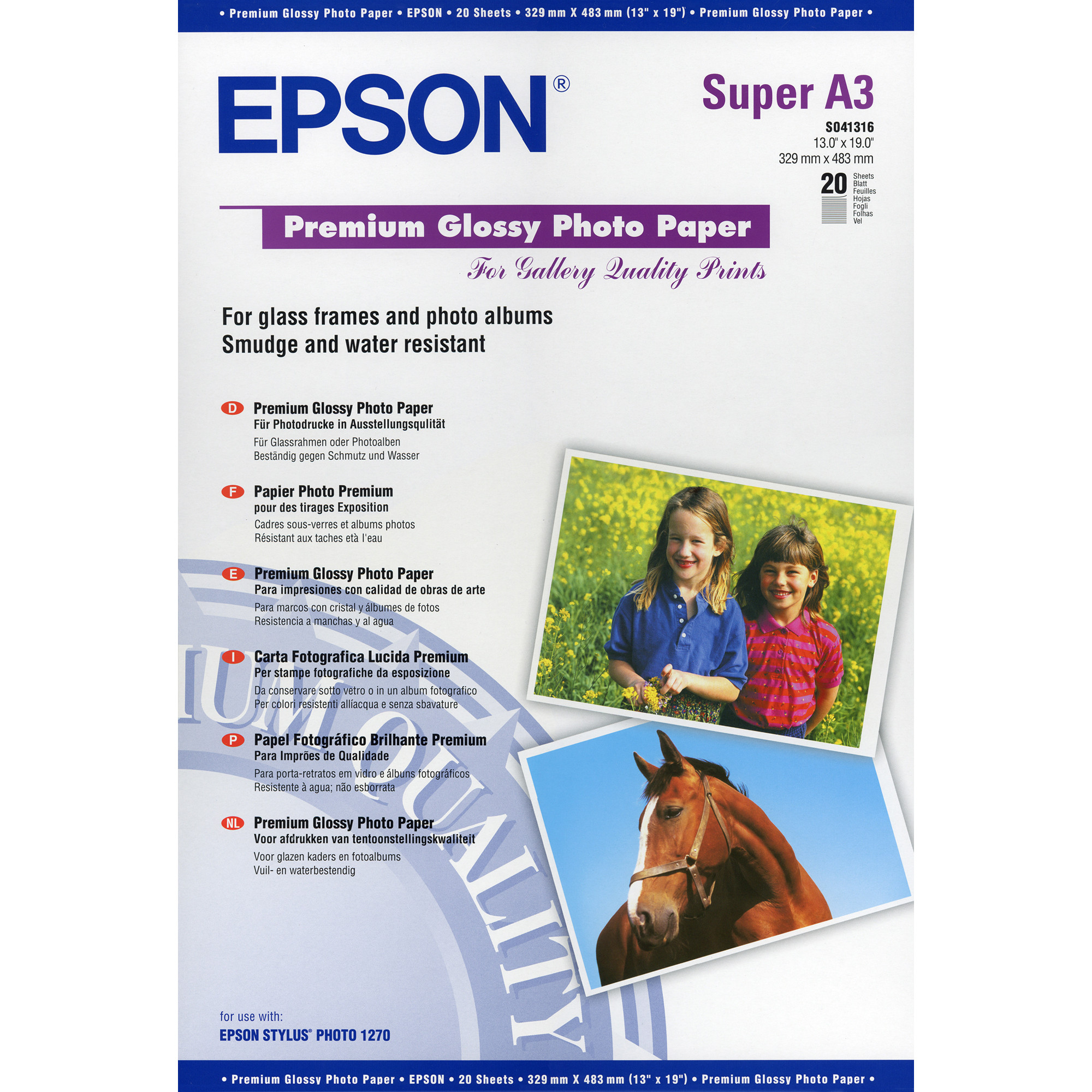 Carta Premium Glossy Photo A3+ 250g - 20 fogli