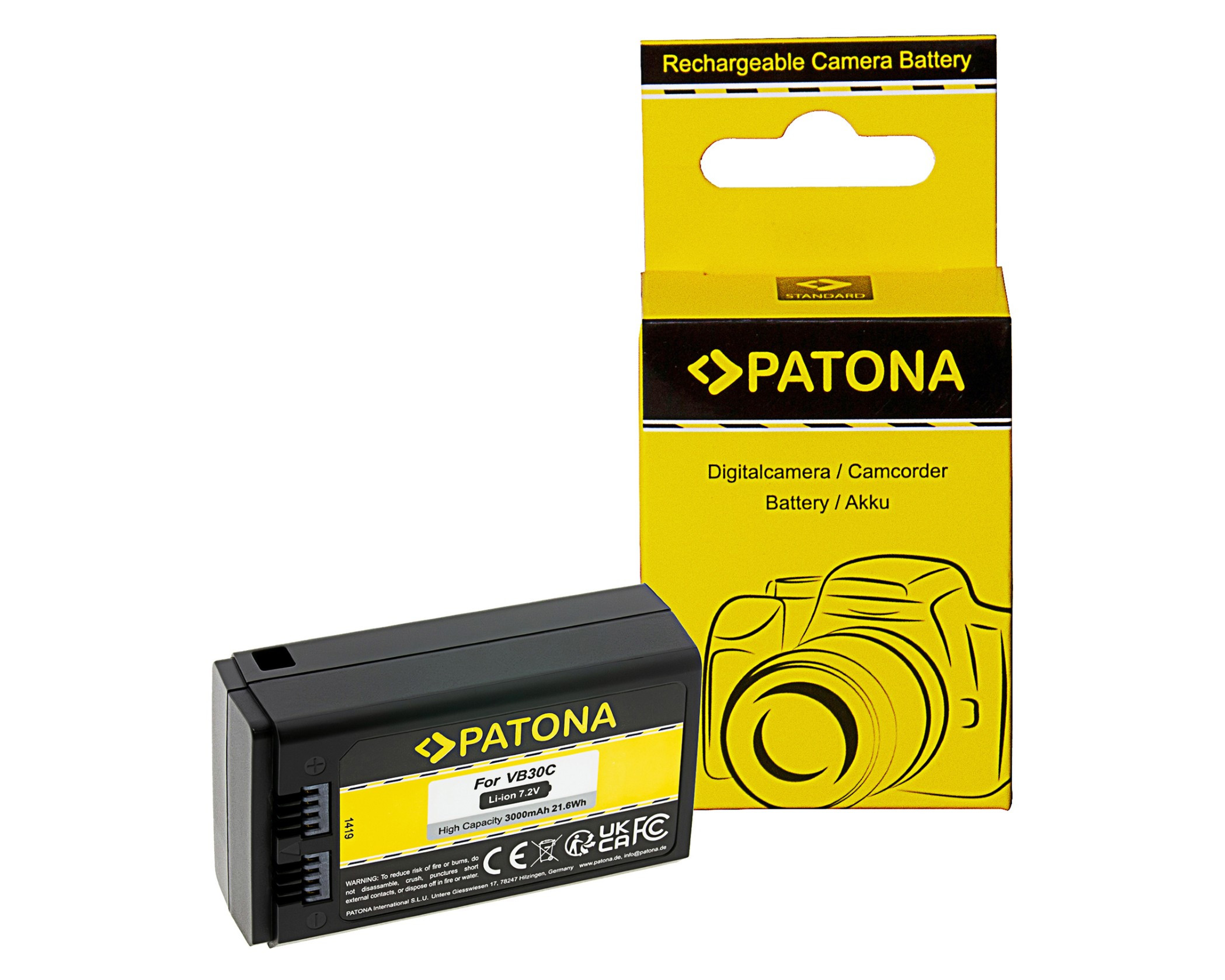 VB30 Batteria ricaricabile 3000mAh con USB-C input per Godox V1 Pro