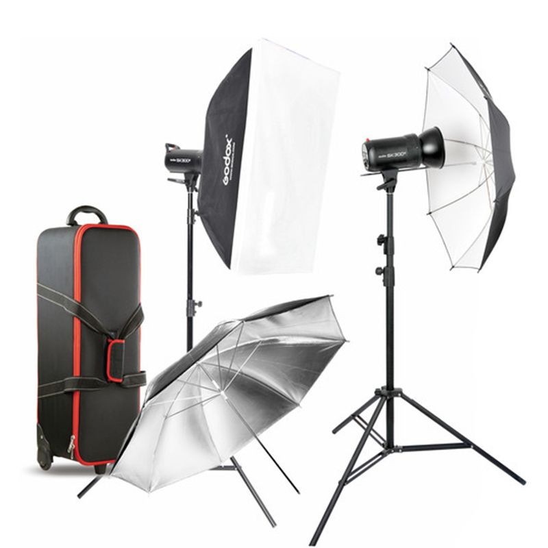 SK-300E-II Kit (2 Monotorcia + 2 stativi + Softbox + 2 ombrelli + riflettore)