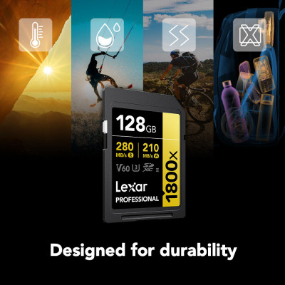 128GB Bipack Lexar Pro 1800x SDXC UHS-II V60 (R 280MB/s - W 210MB/s) — immagine 5