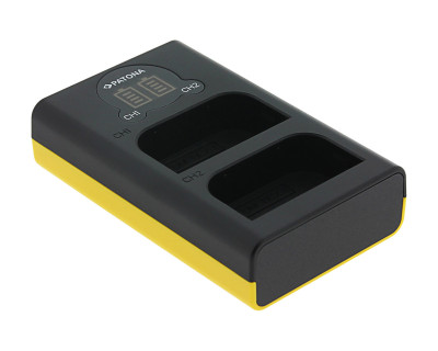 Caricabatterie doppio con LCD per OM SYSTEM BLX-1 (OM-1 / OM-3)