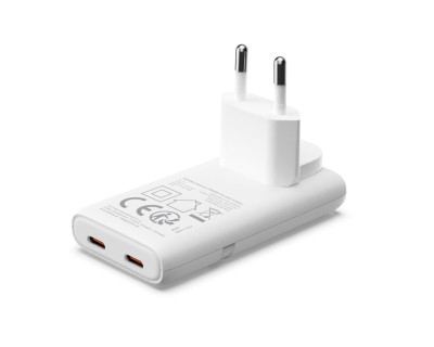 Caricatore PLATINUM GaN PD65W Slim 2x USB-C (PD3.0, QC3.0) - Bianco — immagine 2