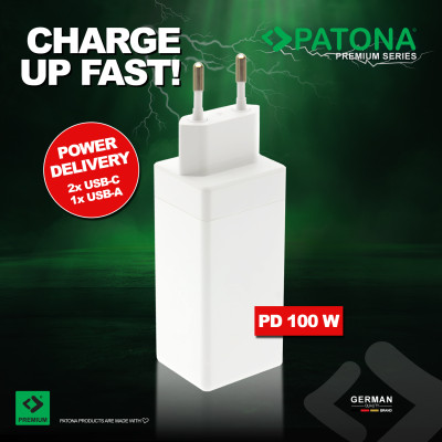 Caricatore Premium GaN PD100W Bianco 2xUSB-C, 1xUSB-A - PD3.0 QC3.0 — immagine 2
