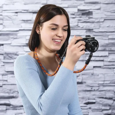 Tracolla fotocamera BRAID 120 - 120cm - Arancione/Blu — immagine 7