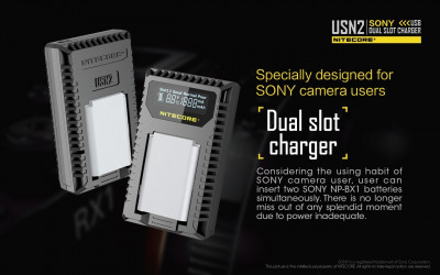 Caricabatteria dual slot USN2 per SONY NPBX1 — immagine 2