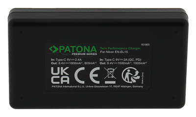Caricabatterie Premium Twin Performance PD per Nikon EN-EL15 incl. cavo USB-C — immagine 5