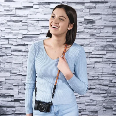 Tracolla fotocamera BRAID 120 - 120cm - Arancione/Blu — immagine 6