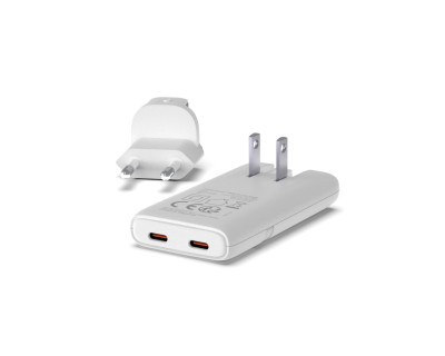 Caricatore PLATINUM GaN PD65W Slim 2x USB-C (PD3.0, QC3.0) - Bianco — immagine 3