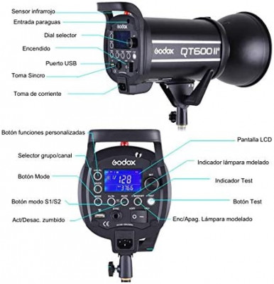GODOX MONOTORCIA QT-600II M - ATTACCO BOWENS STROBO — immagine 2