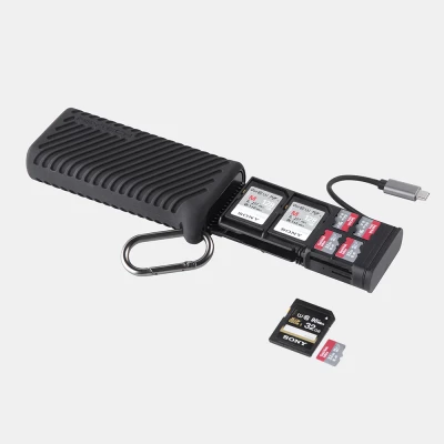 Lettore e custodia per schede di memoria SD / MicroSD - Nero — immagine 2