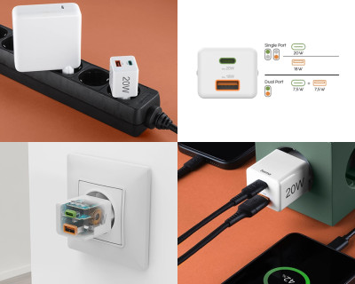 Caricatore da rete Fast Charger USB-C + USB-A Power Delivery 20W — immagine 4
