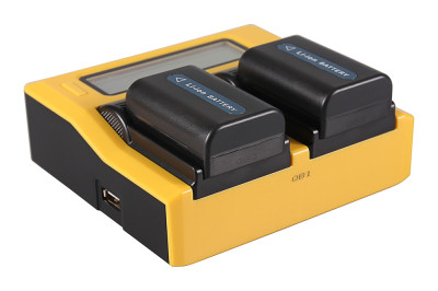 Caricabatterie doppio con LCD per Sony NP-FM50 / NP-F550 / NP-F750 / NP-F970 — immagine 2