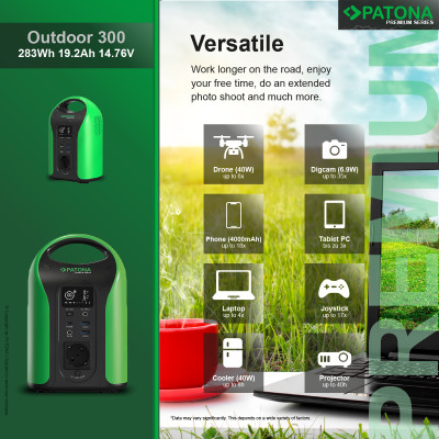 Power station portatile Premium Outdoor 300, PD 60W, USB 5V 3A, DC 12V 5A, 300W AC — immagine 4