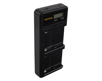 Caricabatterie doppio con LCD per Sony NP-F550 F750 F970 FM50 FM500HA1 — immagine 3