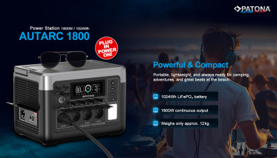 Power station portatile Platinum Autarc 1800W 1024WH 4x AC1800W, USB-C PD 100W, USB-C PD 20W, 2x USB-A 18W — immagine 4