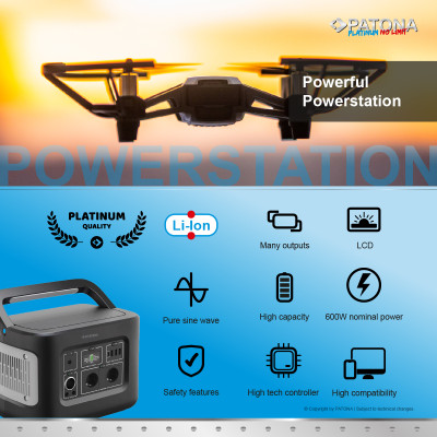 Power station portatile Platinum Autarc 600W 230V, 600WH, USB 5V 2.4A, DC 12V 10A — immagine 3