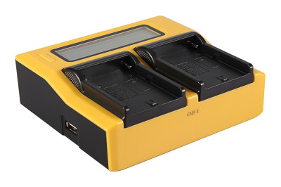 Caricabatterie doppio con LCD per Sony NP-FM50 / NP-F550 / NP-F750 / NP-F970