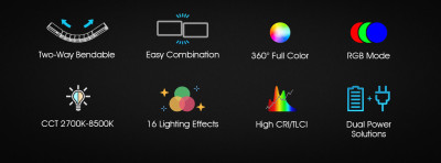 Luce LED RGB a pannelli pieghevoli Dragon B25R — immagine 6