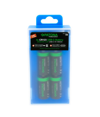 4 batterie CR123A Premium USB-C (cavo incl.) — immagine 3