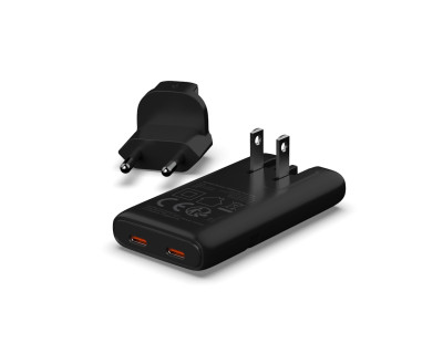 Caricatore PLATINUM GaN PD65W Slim 2x USB-C (PD3.0, QC3.0) - Nero — immagine 2