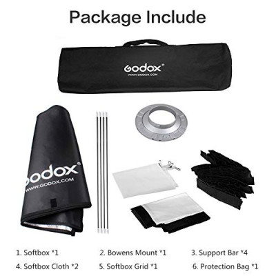 SOFT BOX 60X90 CON GRIGLIA E ANELLO BOWENS — immagine 4