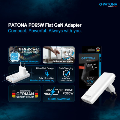 Caricatore PLATINUM GaN PD65W Slim 2x USB-C (PD3.0, QC3.0) - Bianco — immagine 8